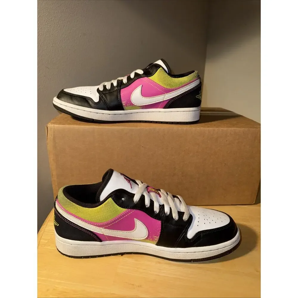 Size 8.5 Jordan 1 Low CW5564-001 Black Active Fuchsia Spray Paint Mens 2020